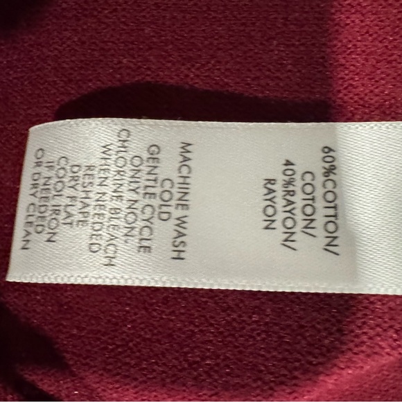 LOFT Burgundy Mock Neck Bishop Sleeve knit Bodycon Dress Size Small - Picture 7 of 9